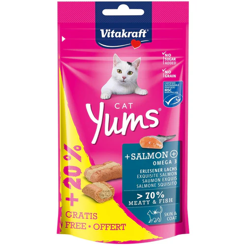 Vitakraft
      
      
      OUTLET  Poslastica za mačke Yums s lososom, 40g+8g, 20% gratis