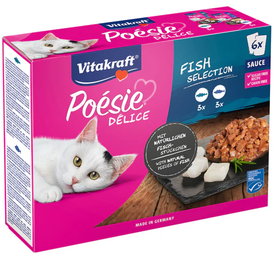 Vitakraft
      
      
       Posie Dlice, riblji meni u sočnom sosu, za mačke, 6x85g