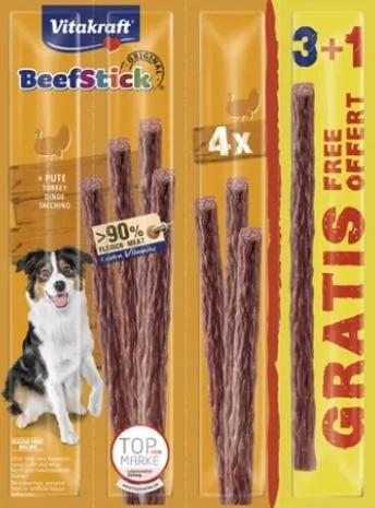 Vitakraft
      
      
       Poslastica za pse BeefStick Salami s ćuretinom 4x12g, 3+1 gratis