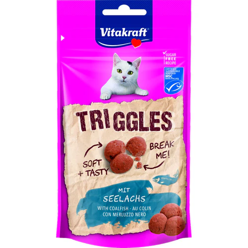 Vitakraft
      
      
       Triggles, mekana poslastica s lososom, za mačke, 40g