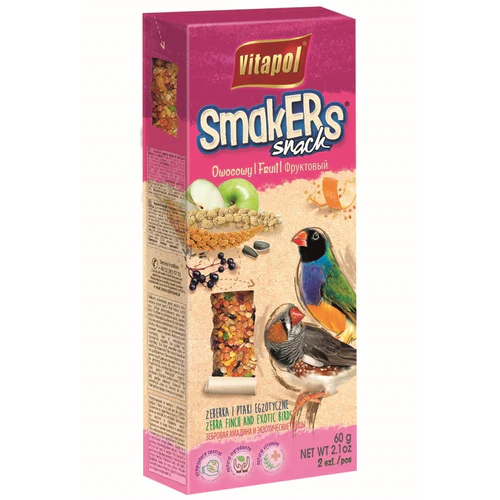 Vitapol
      
      
      OUTLET  Smakers Štapići za zebe i egzote Voće 2kom, 60g