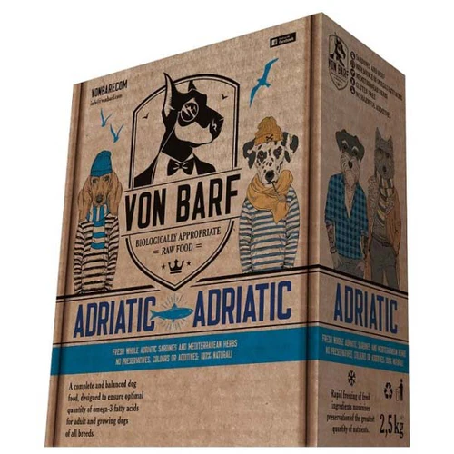 Von Barf
      
      
      Von BARF Adriatic, sirova zamrznuta hrana za pse, 10x250g