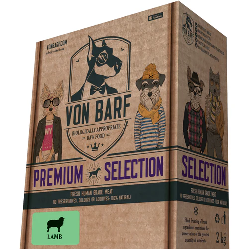 Von Barf
      
      
      Von BARF Premium Selection, jagnjetina, sirova zamrznuta hrana za pse, 8x250g