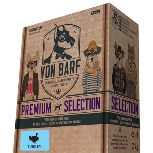 Von Barf
      
      
      Von BARF Premium Selection, ćuretina, sirova zamrznuta hrana za pse, 8x250g