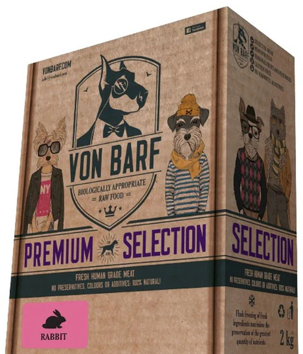 Von Barf
      
      
      Von BARF Premium Selection, zečetina, sirova zamrznuta hrana za pse, 8x250g