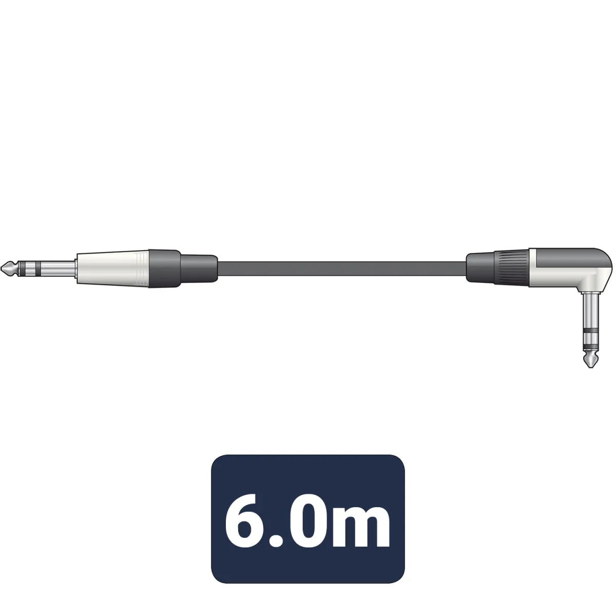 Citronic Classic Audio Lead 6.3mm TRS Right Angle Jack Plug - 6.3mm...