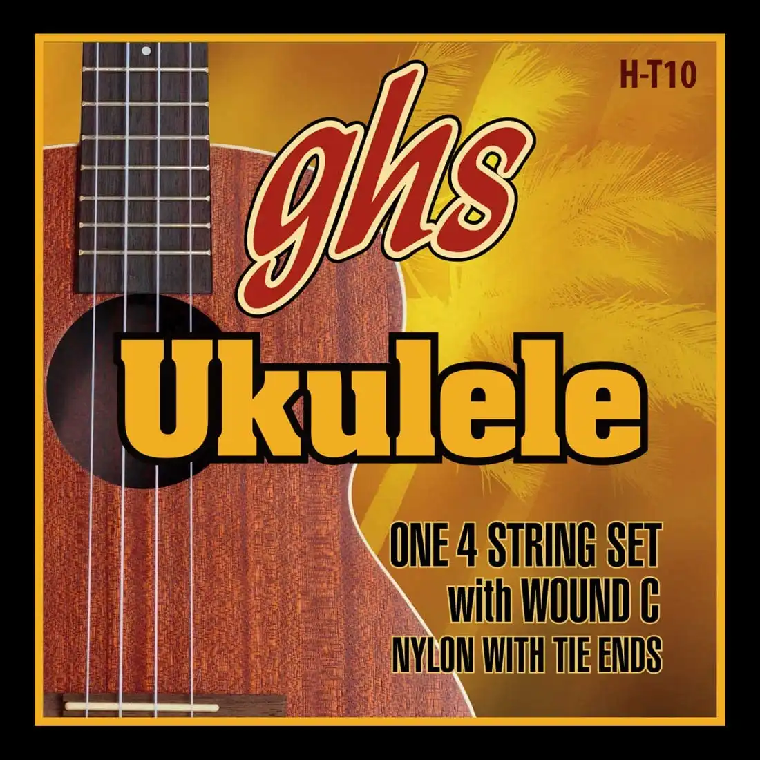 GHS H-T10 Tenor with Wound 3rd Black Nylon Ukulele Strings (4-Strin...