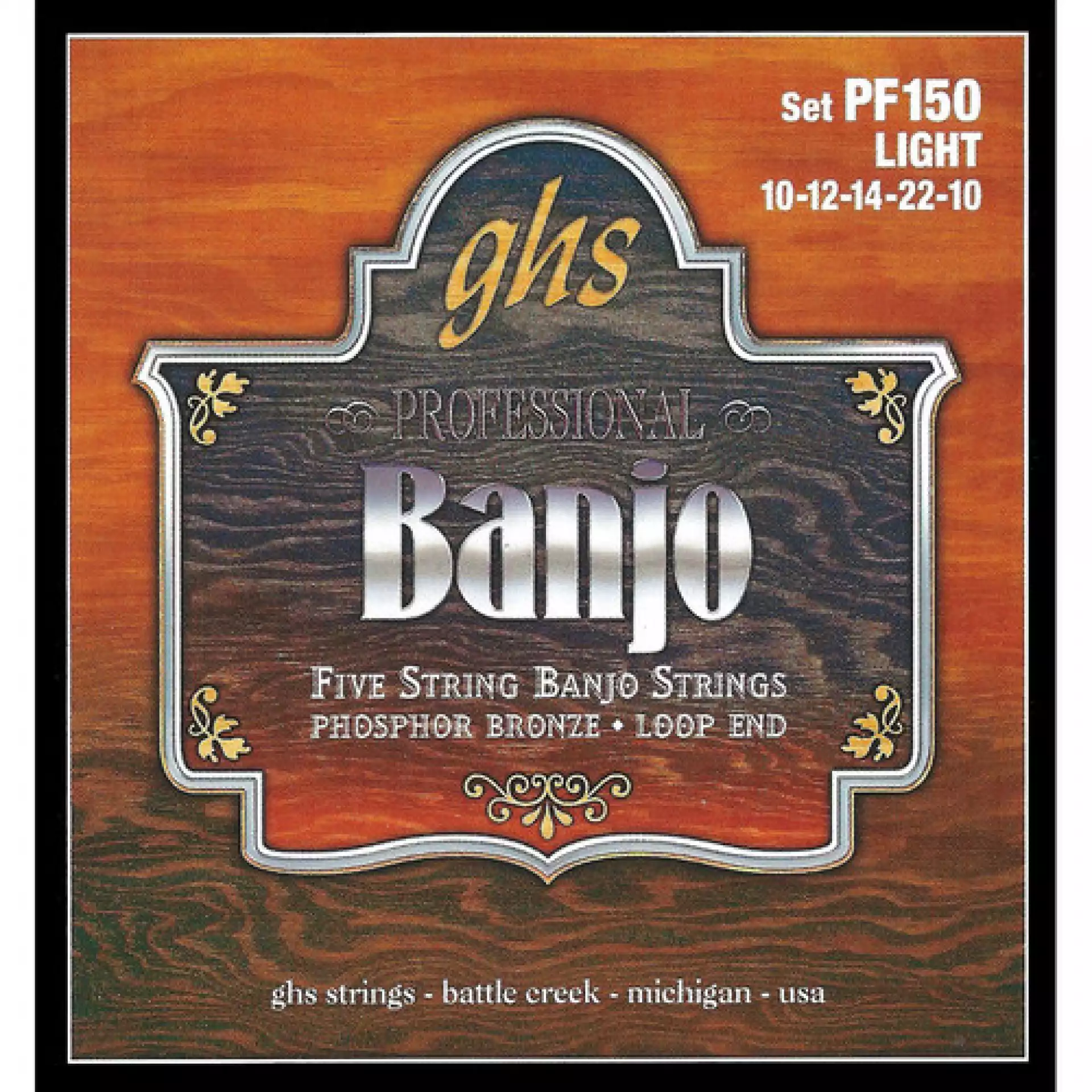 GHS PF150 Light Phosphor Bronze Banjo Strings (5-String Set, Loop E...