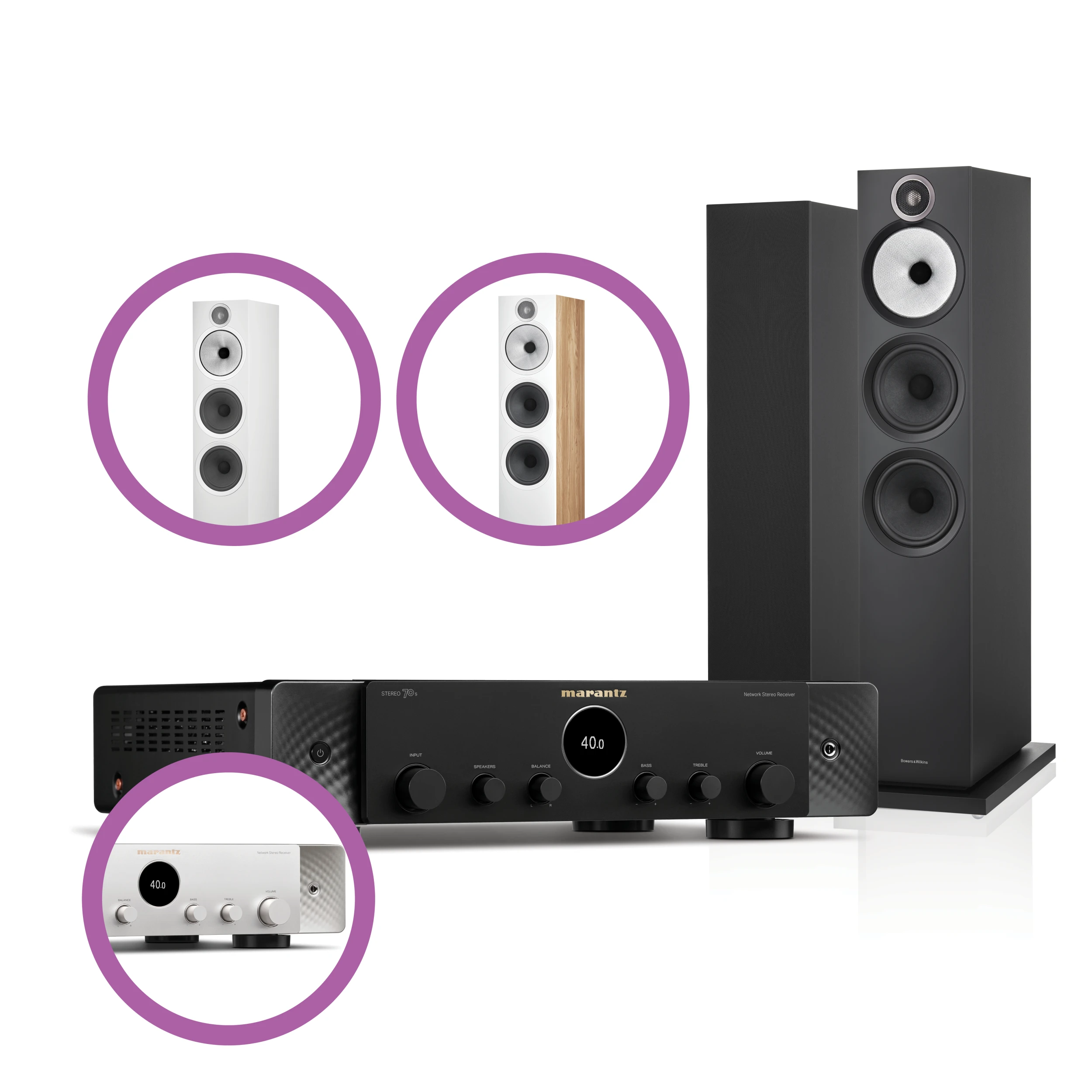 Marantz Stereo 70S Stereo AV risiver + 2x Bowers & Wilkins 603 S3 p...