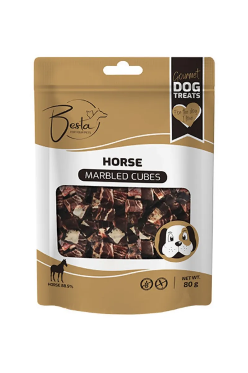 BESTA MARBELED CUBES POSLASTICA ZA PSE, KONJSKO MESO 80 G