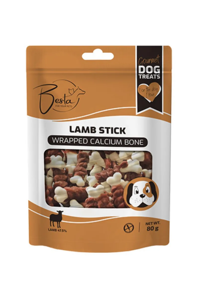 BESTA STICK WRAPPED CALCIUM BONE POSLASTICA ZA PSE SA JAGNJETINOM 80 G