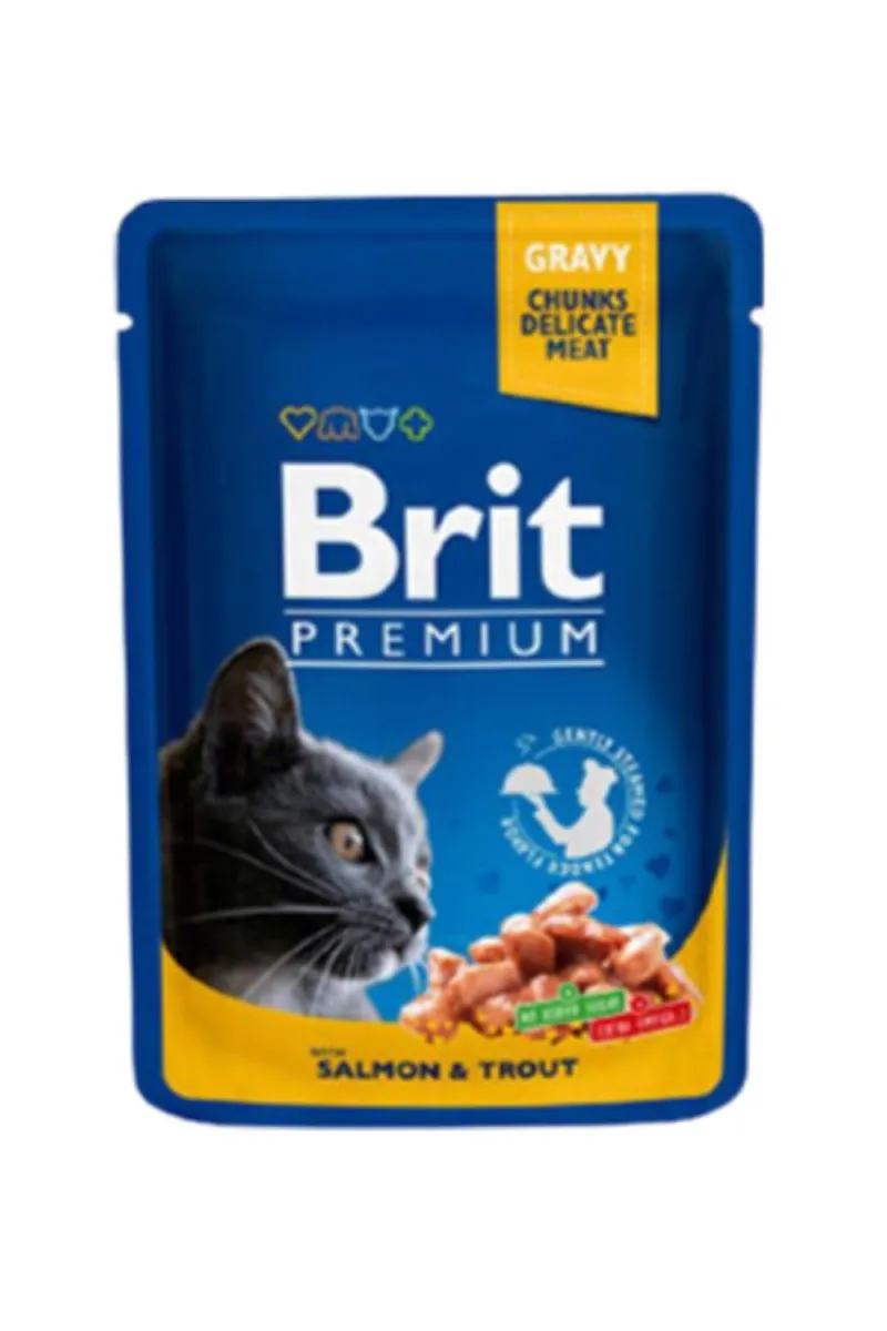 Brit Premium  sos za macke komadici losos,pastrmka 100 g