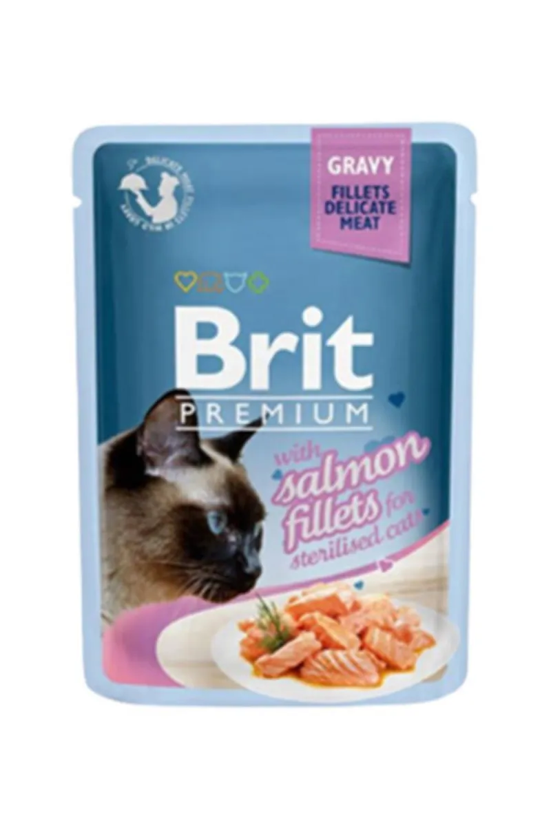 D.BRIT PREMIUM SOS ZA STERILISANE MACKE FILETI U SOSU LOSOS 85 G