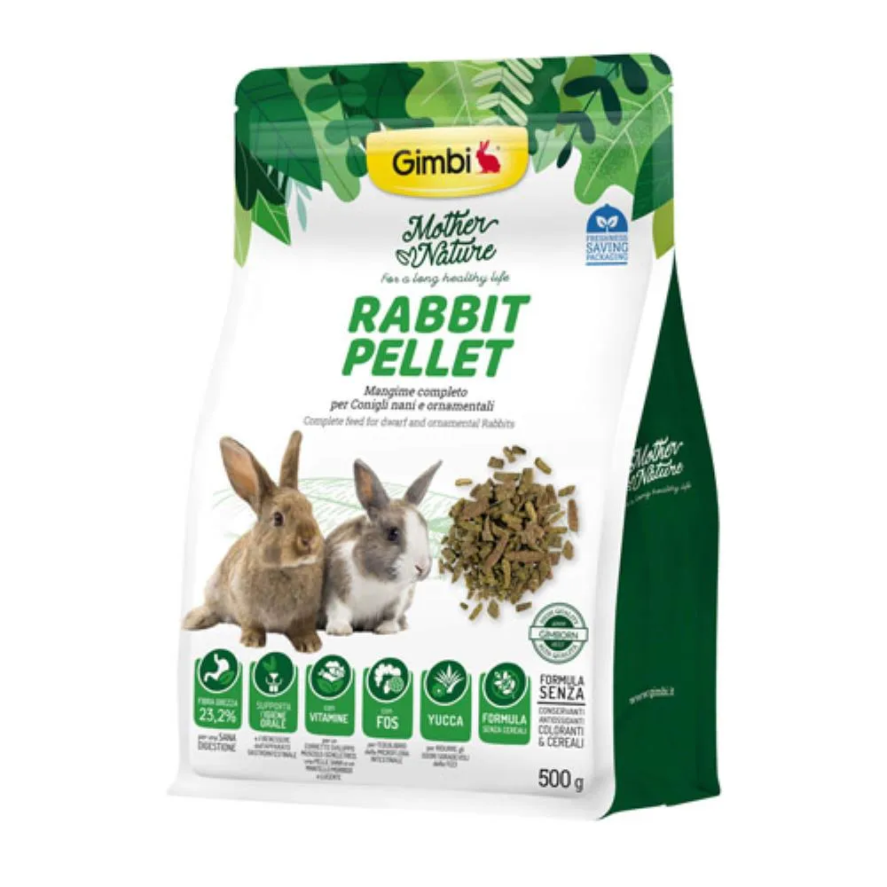 GIMBI MOTHER NATURE PELET HRANA ZA PATULJASTE KUNICE 500G