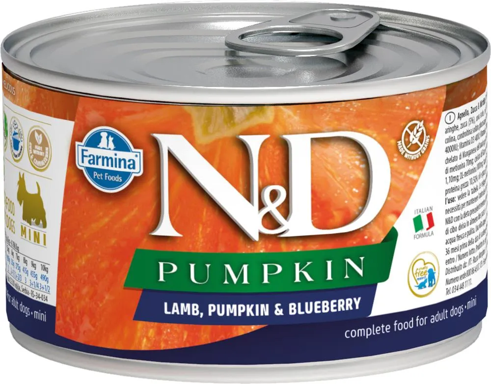 N&D CAN DOG PM MINI LAMB&PUMPKIN&BLUEBERRY 140G