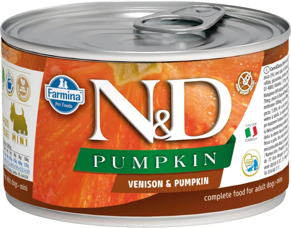 N&D CAN DOG PM MINI VENISON&PUMPKIN 140G