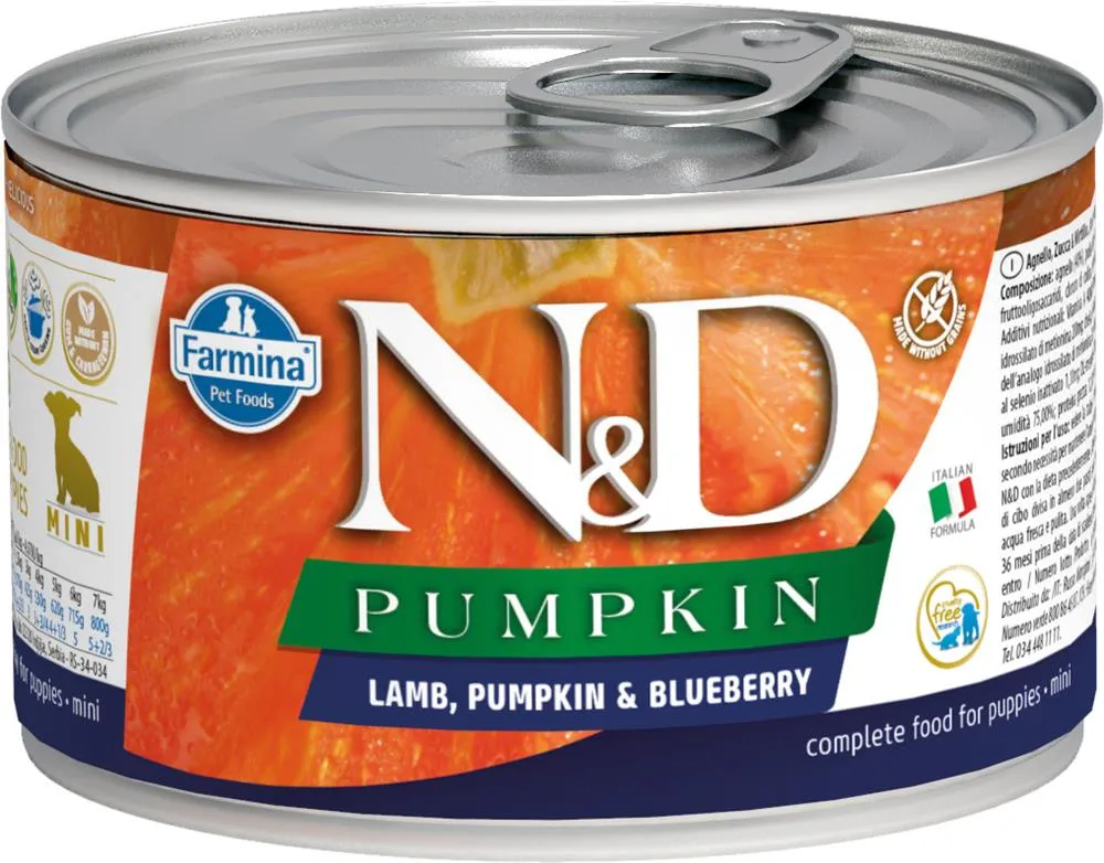 N&D CAN DOG PM PUPPY MINI LAMB&PUMPKIN&BLUEBERRY 140G