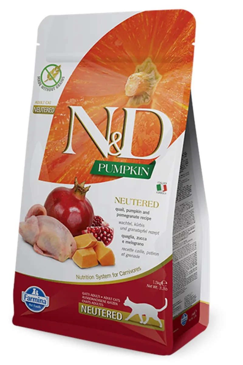N&D CAT PUMPKIN NEUTERED QUAIL&POMEG