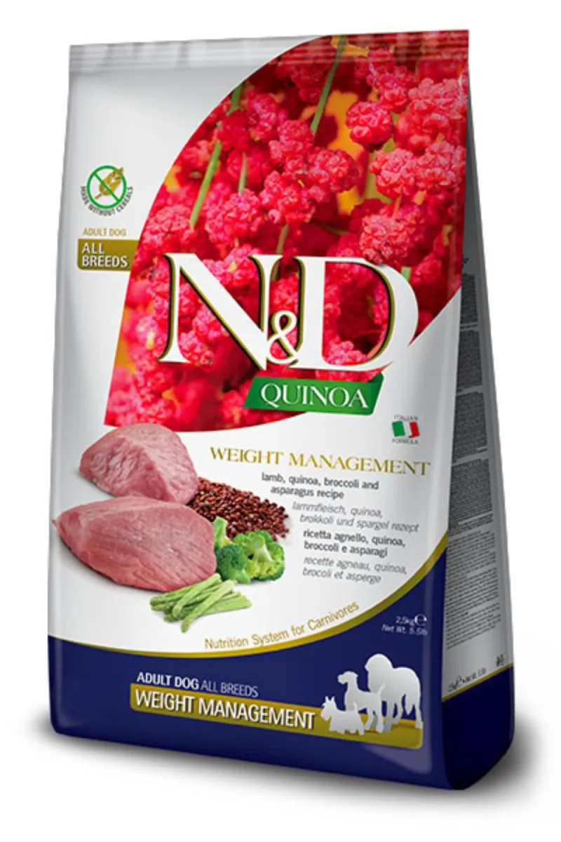 N&amp;D Quinoa Weight Manag. Lamb&amp;Asparagus Medium&amp;Maxi 2,5 kg