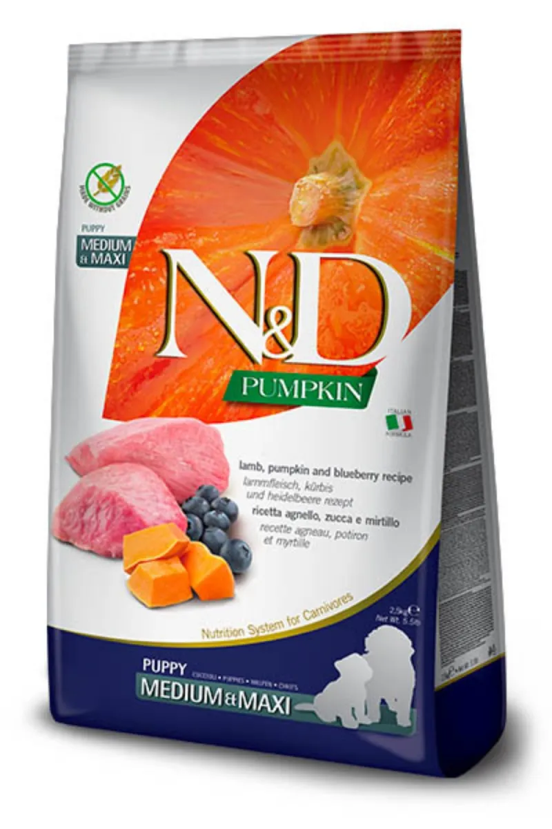 N&D Pumpkin Puppy Lamb&Blue. Medium&Maxi 12kg