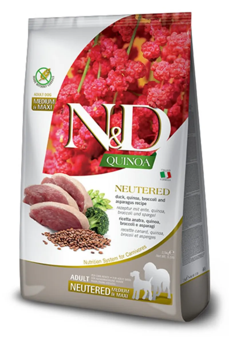 N&D Quinoa Neutered Duck,Broccoli&Asparagus Medium&Maxi 12kg
