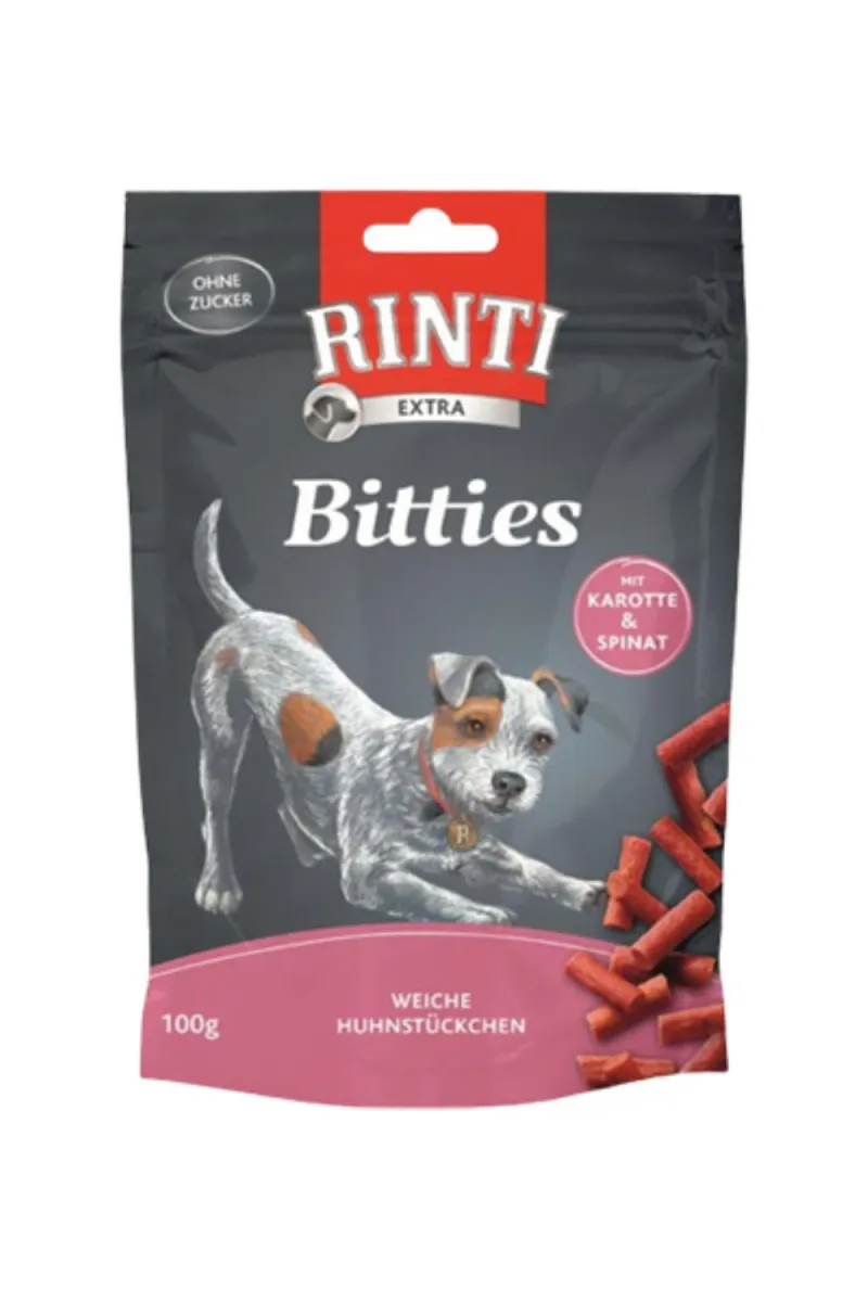 RINTI BITTES AD PILETINA, SARGAREPA I SPANAC, POSLASTICA ZA PSE 100G