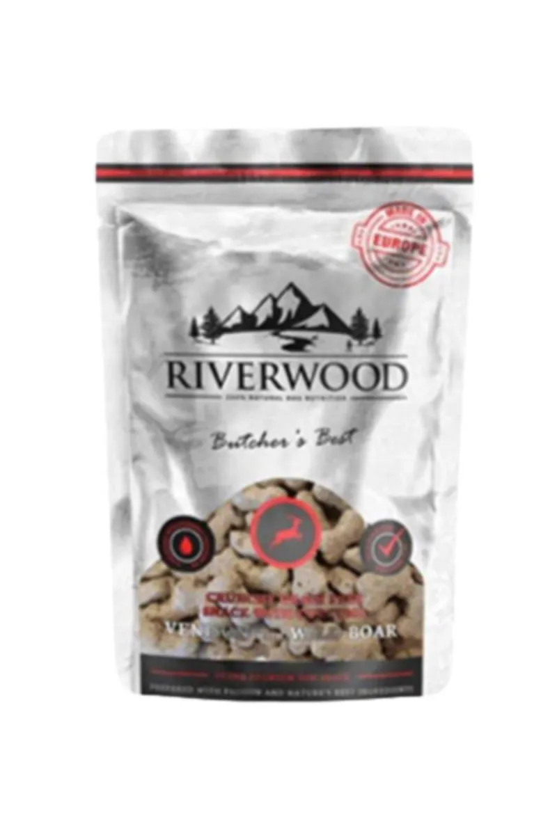 RIVERWOOD BUTCHERS BEST - JELEN I DIVJA SVINJA, HRSKAVA POSLASTICA ZA PSE 200G