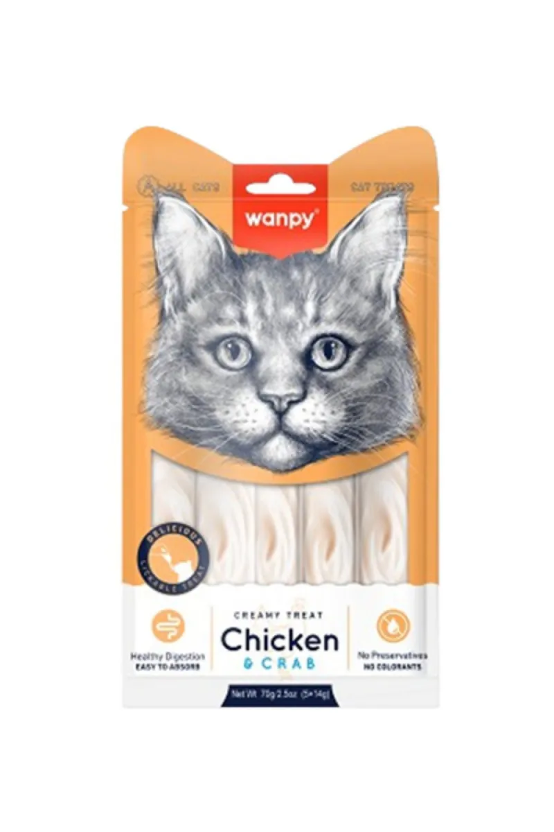 Wanpy Creamy Lickable Treats   piletina i kraba poslastica za macke 5x14g