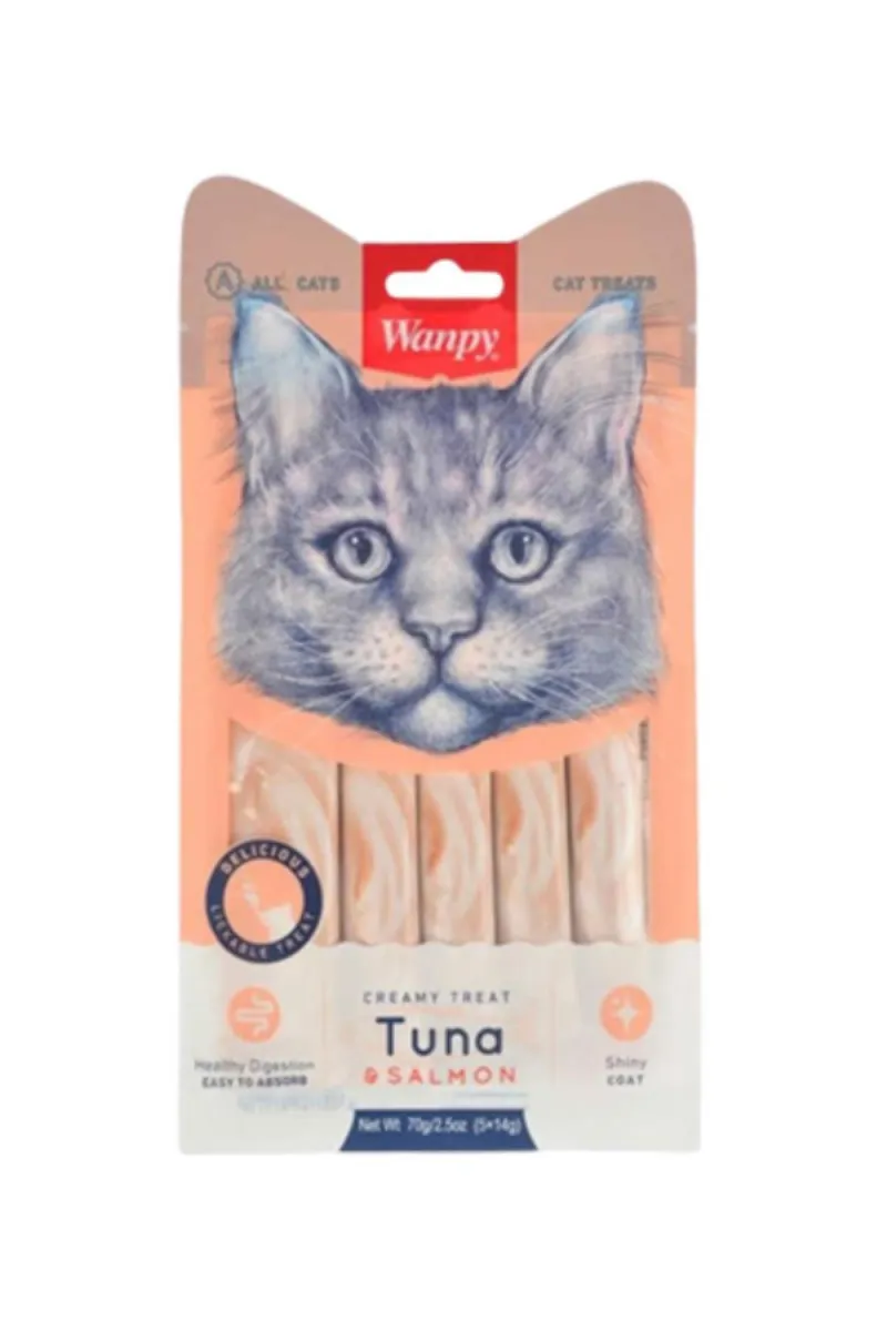 WANPY CREAMY LICKABLE TREATS - TUNA & SHRIMP FOR CATS 5X14G