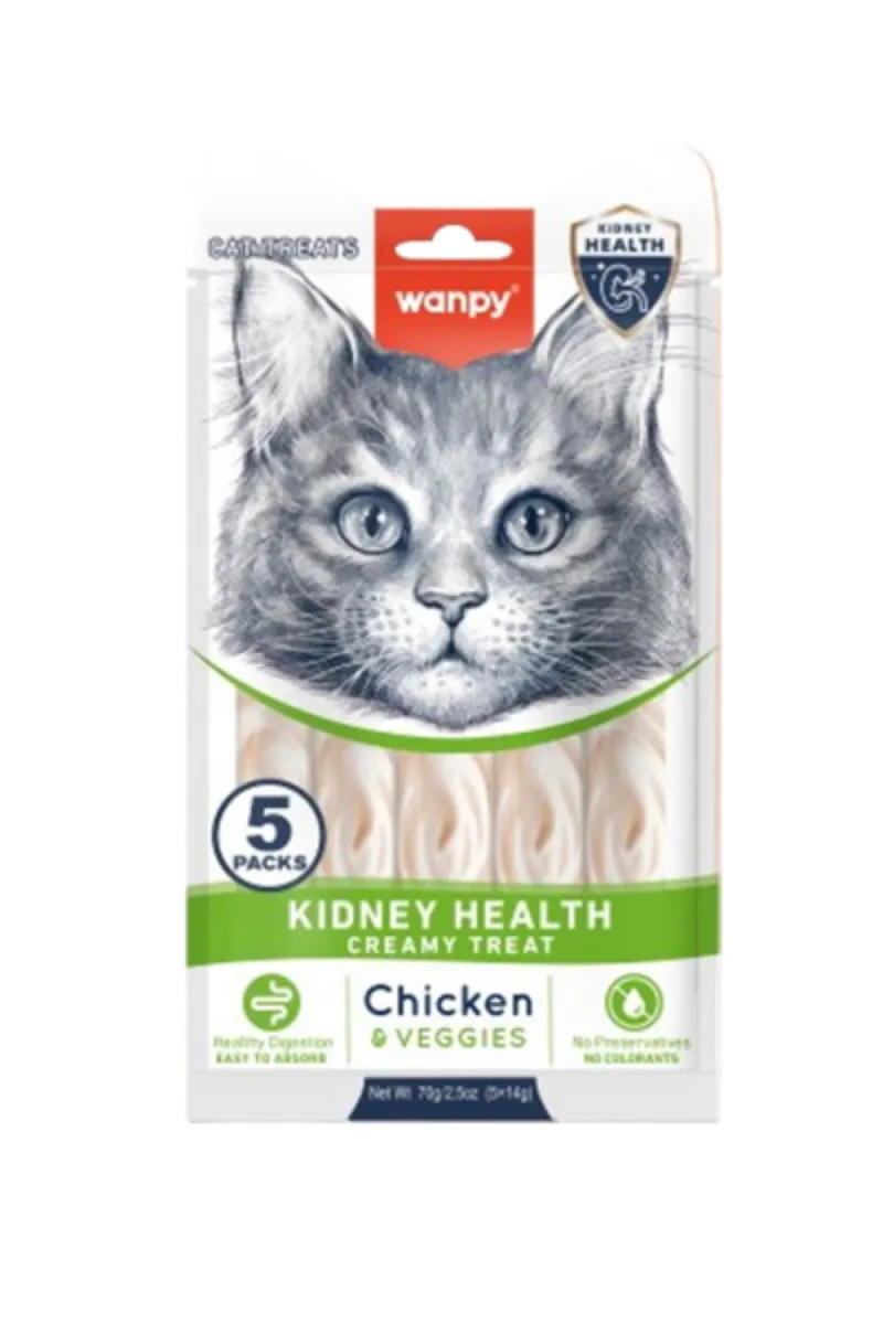 WANPY KIDNEY CARE FUNCTIONAL CREAMY LICKABLE CAT TREAT CHICKEN & VEGGIES 5X14G