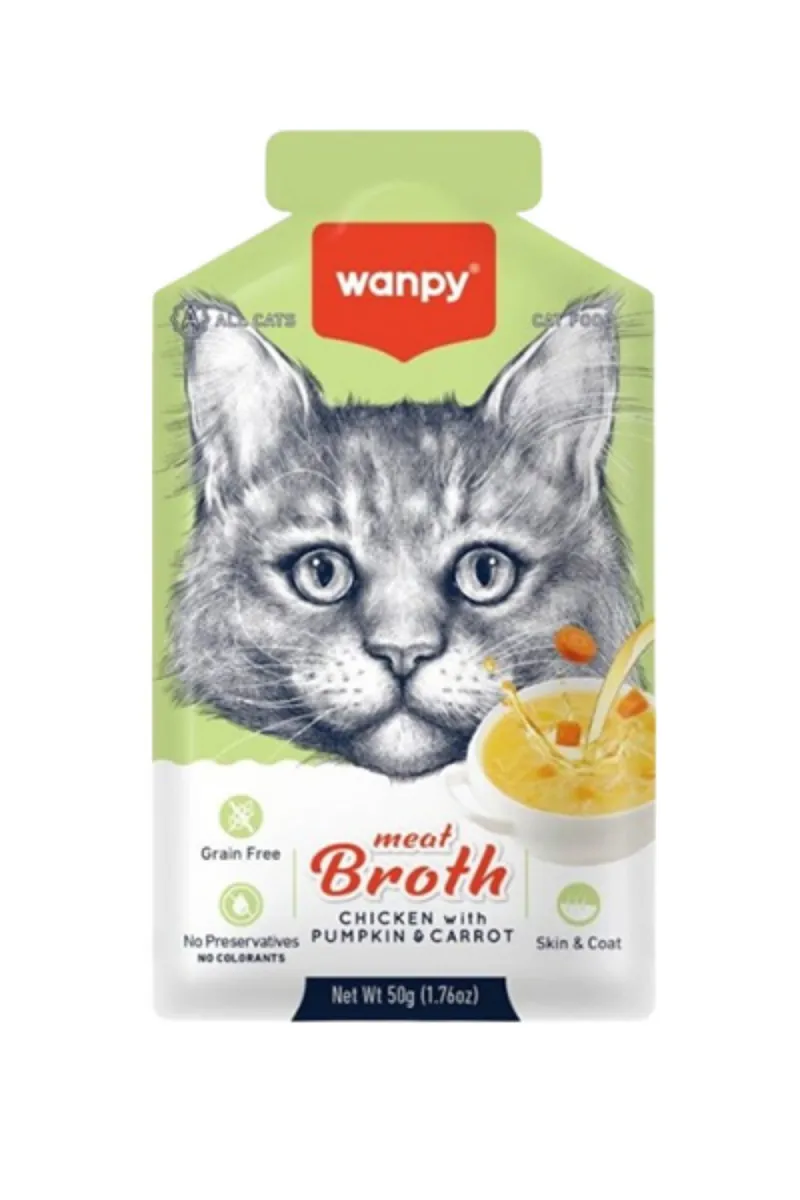 WANPY MEAT BROTHS CHICKEN WITH PUMPKIN & CARROT FOR CAT 50G