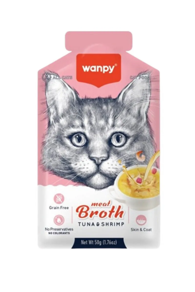 WANPY MEAT BROTHS TUNA & SHRIMP FOR CAT 50G