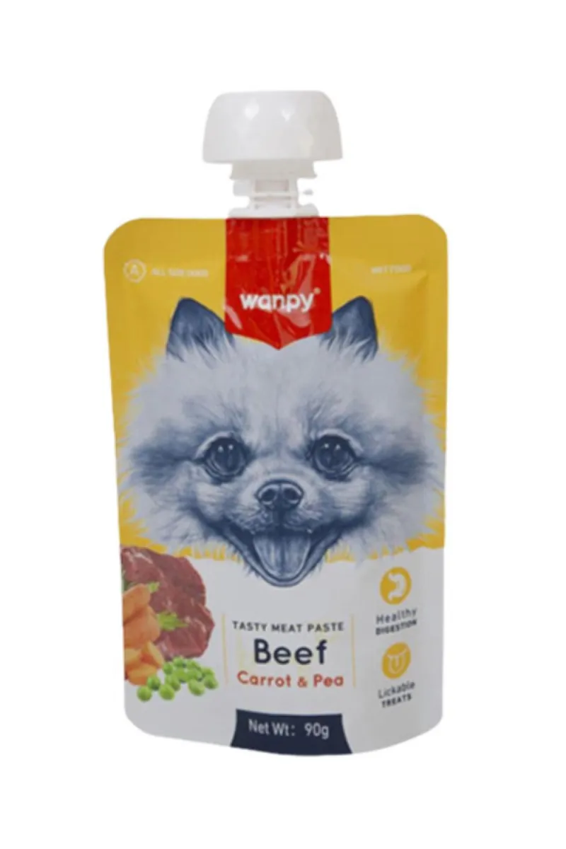 Wanpy pasta govedina, sargarepa i grasak   poslastica za pse 90g
