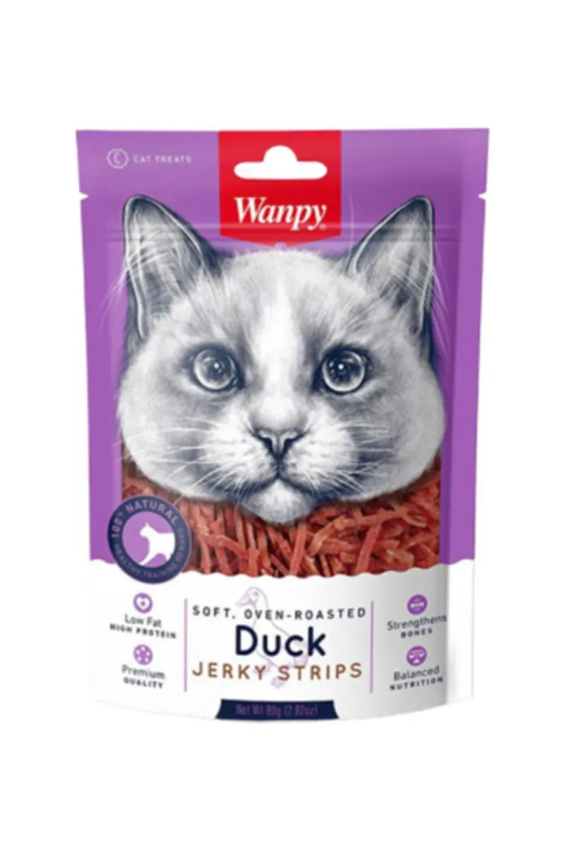 WANPY SOFT DUCK JERKY STRIPS FOR CAT 80G