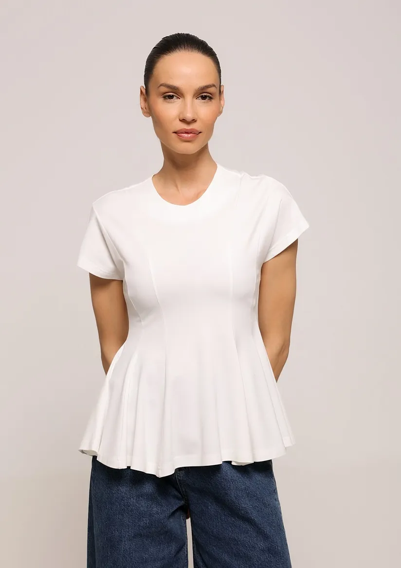 BELA MAJICA PEPLUM KROJA