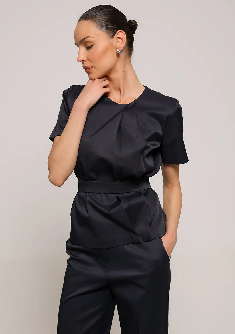 BLUZA SA DRAPIRANIM DETALJIMA I POJASOM