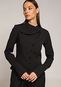 CRNA BLUZA SA ASIMETRIČNOM KRAGNOM