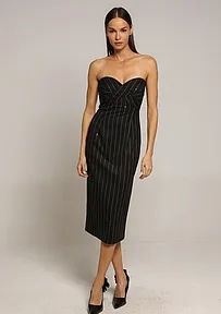 CRNA MIDI HALJINA SA ŠTRAS DETALJIMA