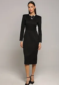 CRNA MIDI HALJINA SA UKRASNIM BROŠEM