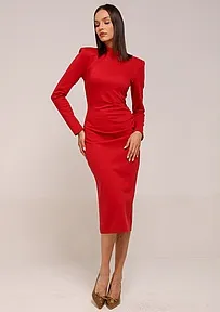 CRVENA MIDI HALJINA SA VISOKOM KRAGNOM