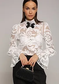 ELEGANTNA ČIPKANA BLUZA SA MAŠNOM