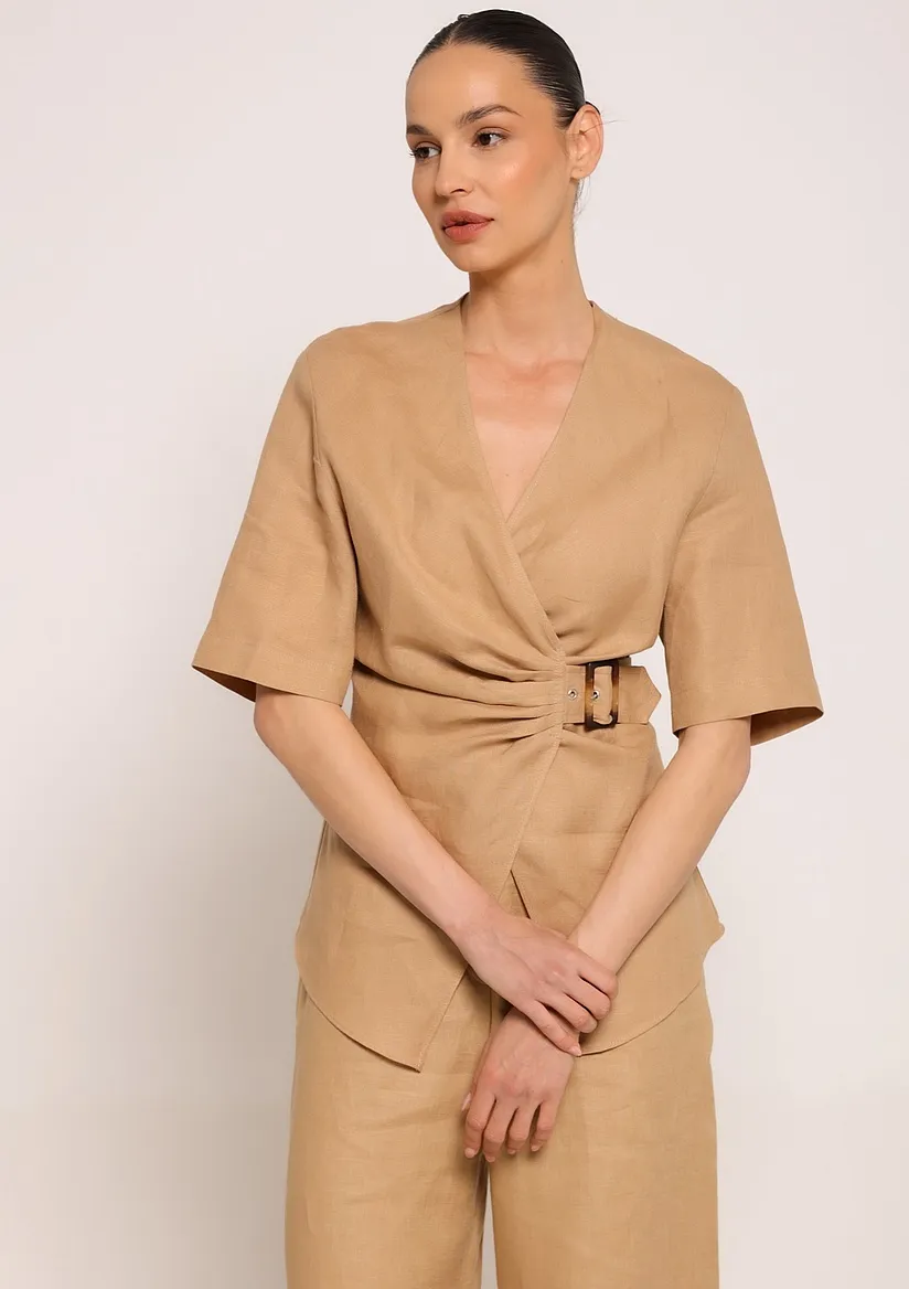 LANENA BLUZA SA PREKLOPOM
