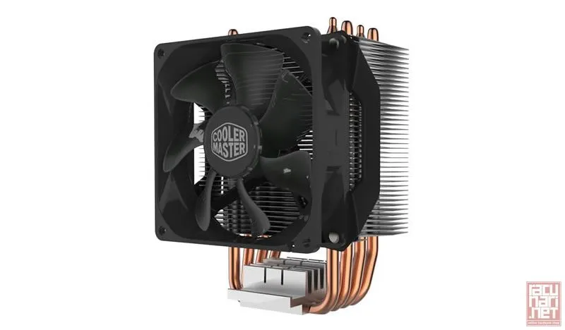 CoolerMaster Hyper H412R, 92mm fan, 600-2000rpm, 29.38dB, 4 ALU Heat Pipes, Intel LGA1700/1200, AMD AM5/AM4 (RR-H412-20PK-R2)