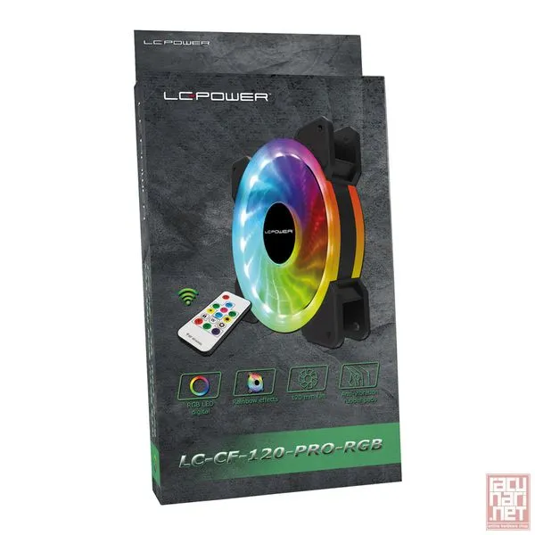 LC POWER LC-CF-120-PRO-RGB, 120mm, 1300 rpm (+/- 10%), 13.8dB, 3-Pin/RGB adapter