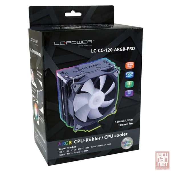 LC Power LC-CC-120-ARGB-PRO, 12cm, 800-1800RPM, PWM, 180W TDP