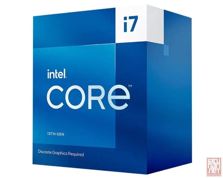 Intel Core i7-13700F, 1.50GHz/5.20GHz turbo, 16 cores (24 Threads), 30MB Smart cache, 24MB L2 cache, NO Graphics