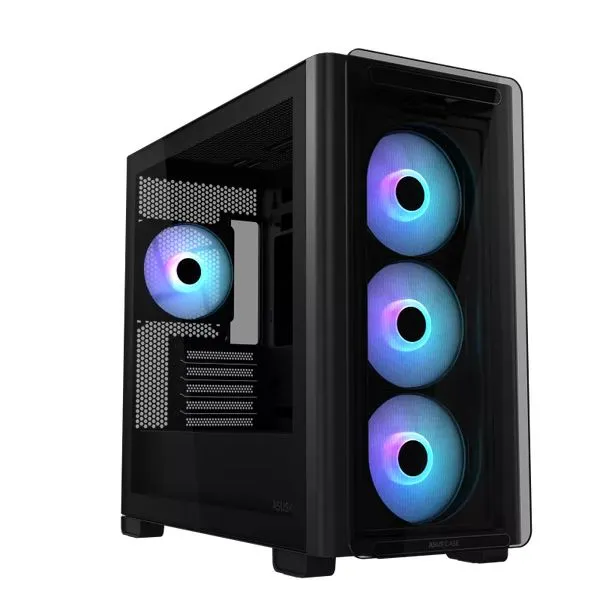 Asus A23 PLUS Black, micro-ATX case, 2x Combo 2.5"/3.5", 1x2.5", four pre-installed ARGB fans, tempered-glass front panel
