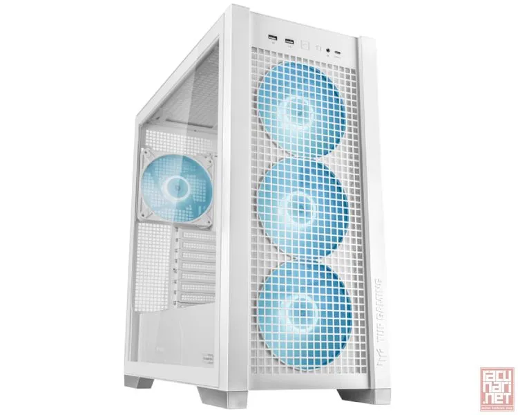 Asus TUF Gaming GT302 ARGB white, Mid tower, ATX, no PSU, 2x Combo 2.5"/3.5", 2x2.5", 4x140mm ARGB fans, tempered glass side panel