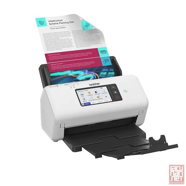 Brother ADS-4700W, scan up to 40ppm, 2-sided scan up to 80ipm, 80 sheet ADF, scan directly to USB host, 1200dpi interpolated scan resolution, 600dpi scan resolution from ADF, 4.3" touchscreen, USB/LAN/Wi-Fi interface