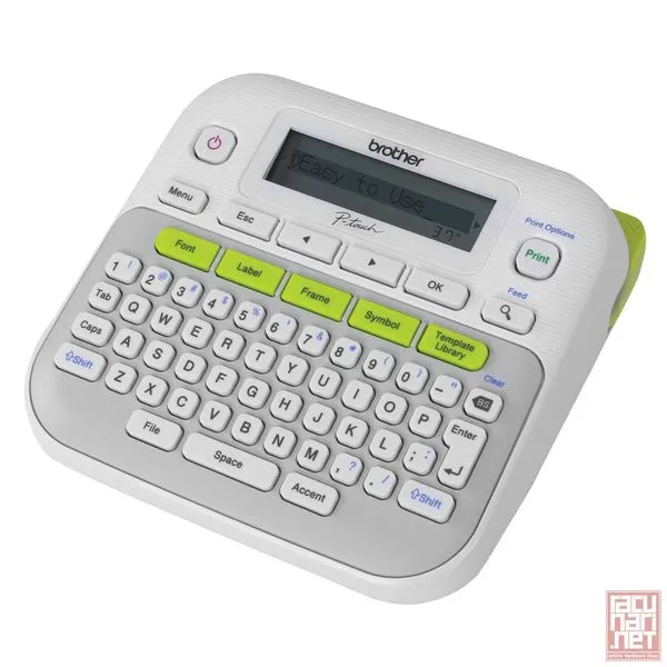 Brother PT-D210, Desktop, QWERTY keyboard, TZ tapes 3.5 to 12 mm, Battery & adapter optional, Graphic Display, Template library, Flat keyboards